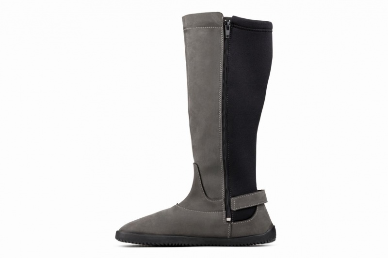 Bottes Hautes Ahinsa Nubuck Barefoot Grise Femme | BAJ-91358060