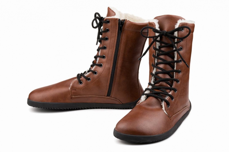 Bottes D'hiver Ahinsa Jaya Zip-up Barefoot Marron Femme | GQE-09845649