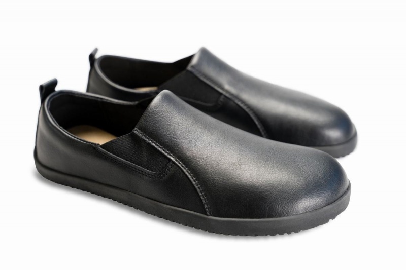 Baskets à Enfiler Ahinsa Vegan Cuir Barefoot Noir Femme | NAY-56448008