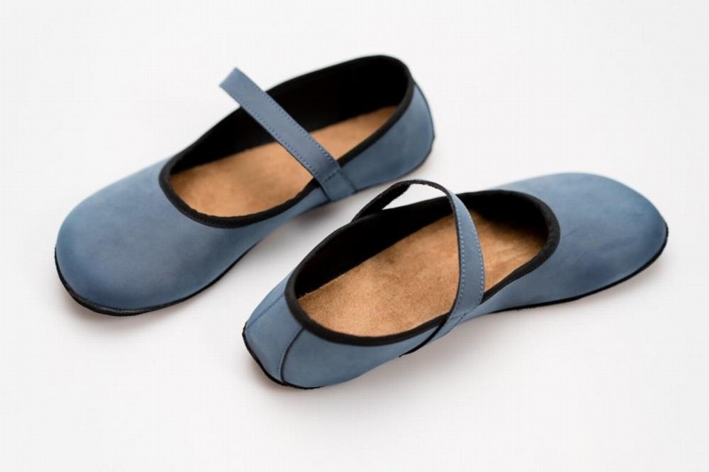 Ballerine Ahinsa Ananda Nubuck Barefoot Bleu Femme | CLE-77110179