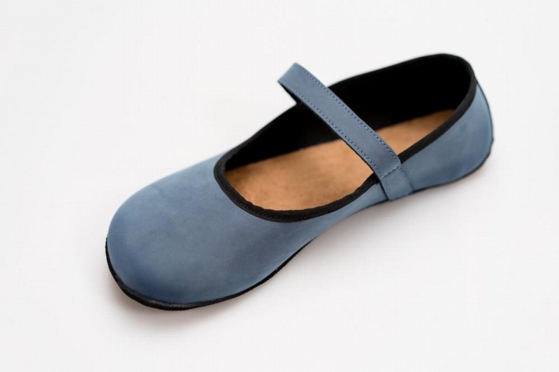 Ballerine Ahinsa Ananda Nubuck Barefoot Bleu Femme | CLE-77110179