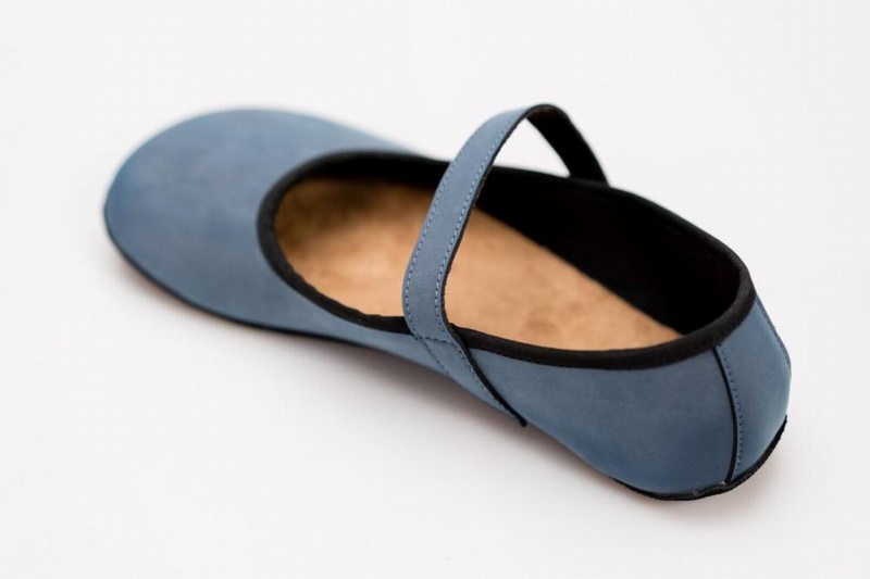 Ballerine Ahinsa Ananda Nubuck Barefoot Bleu Femme | CLE-77110179